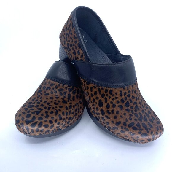 Dansko Shoes - Dansko Womens Prima Hair Clog Shoes EU Size 39 US 8.5-9 Animal Print Brown Mules